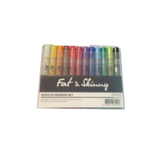 Набор маркеров FAT&SKINNY 12шт 2-3мм Acrylic