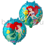 Фольгированная фигура, круг, Русалочка Ариэль 2ст,18"/46СМ