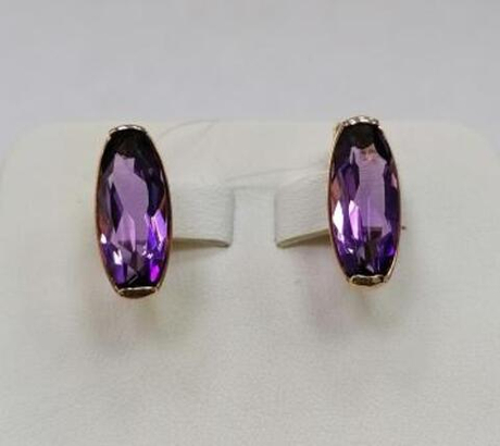 Серьги из золота с аметистами