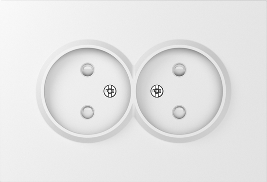 Накладка для розетки 2-й без заземления,  со шторками 16A 250 В~,  матовый белый,  серия A07