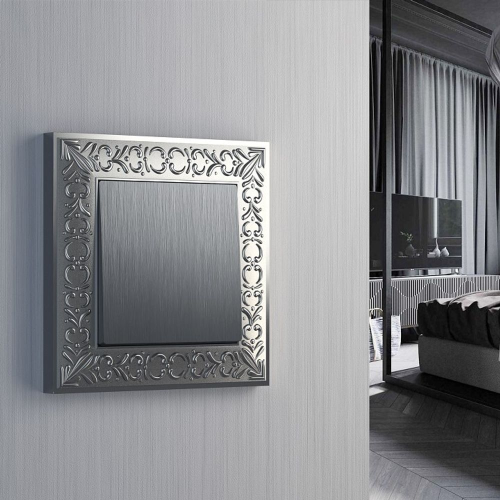 Выключатель одноклавишный без рамки Werkel серебряный рифленый W1110009