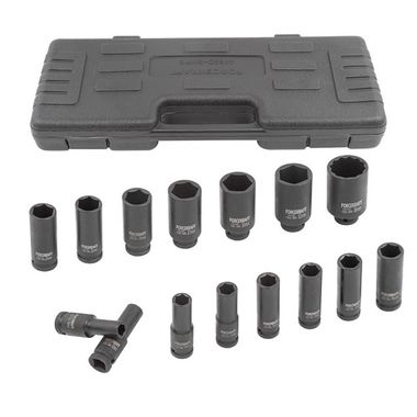 Набор головок ударных глубоких 15пр.,1/2''6гр.(10,12-17,19,21,22,24,27,30,32мм,36мм-12гр), в пластиковом кейсе FORCEKRAFT FK-4166D-5MPB