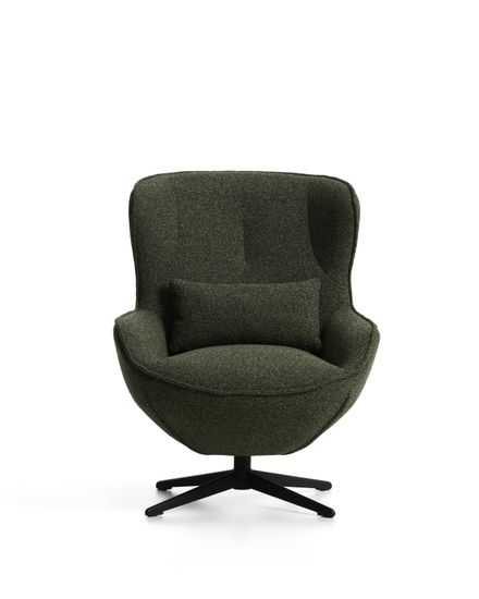 Поворотное кресло Sorile из темно-зеленой синели