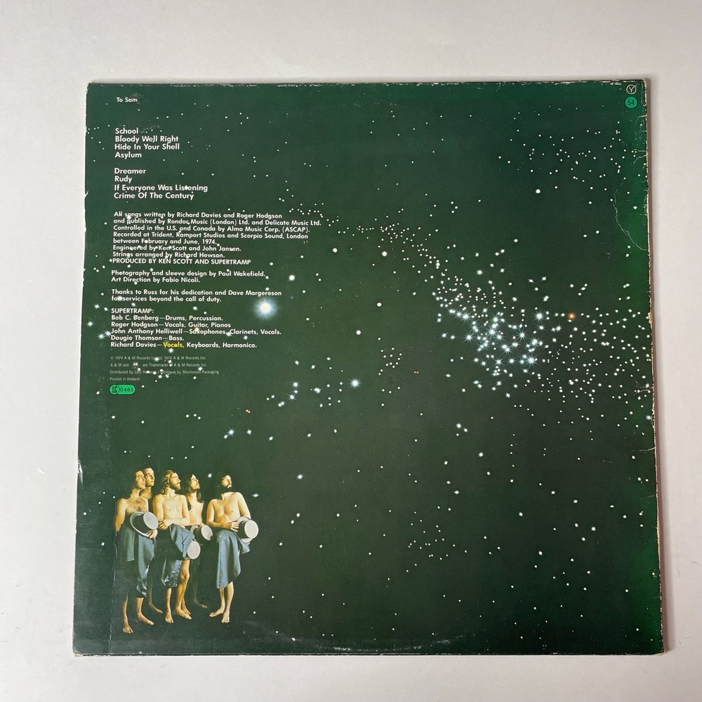 Винтажная виниловая пластинка LP Supertramp Crime Of The Century (Holland 1977)