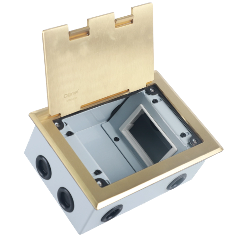 Лючок в пол 6 мод. (2 мод. 45х45 мм. + 2 мод. 22.5х45 мм.),  латунь,  (с уст. набором)