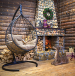 Подвесное кресло-кокон SEVILLA COMFORT черное, бежевая подушка (Laura Outdoor)