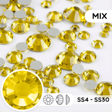 Набор страз холодной фиксации из стекла, цвет Citrine, форма Round