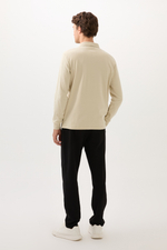 Лонгслив поло Basics бежевый