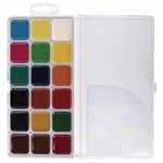 Краски акварельные BRAUBERG "АКАДЕМИЯ" 18 цветов, медовые, квадратные кюветы, пластиковый пенал, 191521