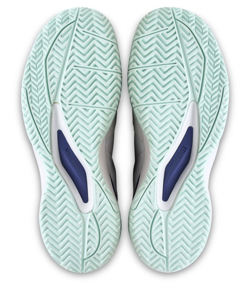 Детские теннисные кроссовки Wilson Rush Pro Ace Jr - white/bay/skipper blue