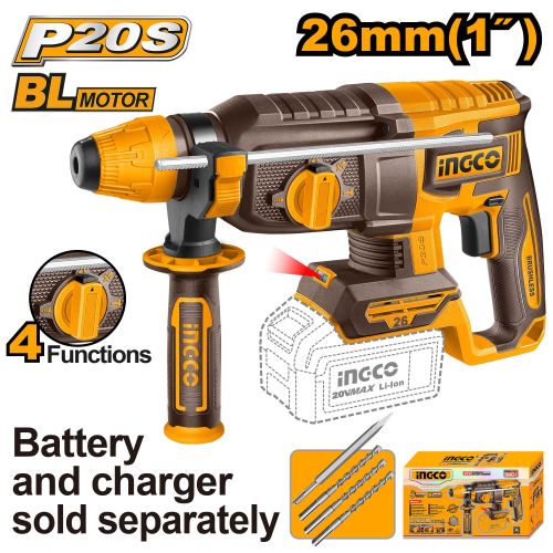Аккумуляторный перфоратор BL 20В, 2,5Дж без АКБ и ЗУ SUPER INGCO CRHLI20268 INDUSTRIAL