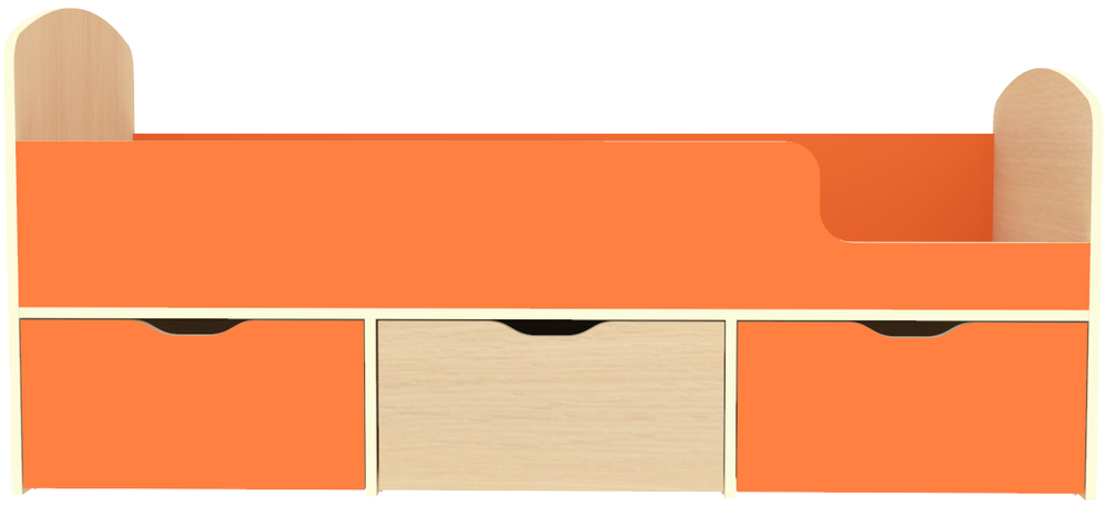 Кровать КарИВи Малыш Мини  Дуб Молочный Оранжевый