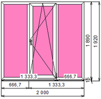 Пластиковое окно 1890 х 2000 ТермА Эко