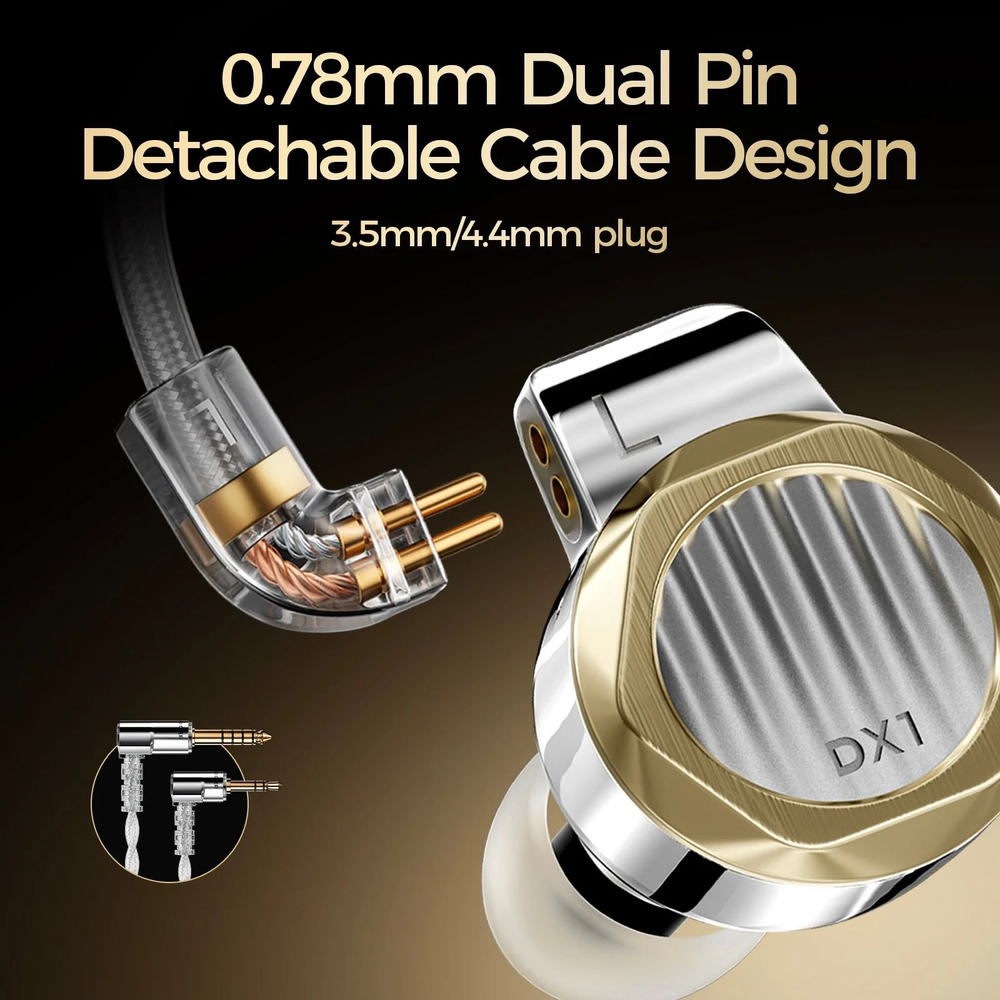 Наушники проводные Letshuoer DX1, без микрофона, внутриканальные, 4.4 мм