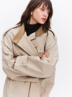 Тренч с вельветовым воротником