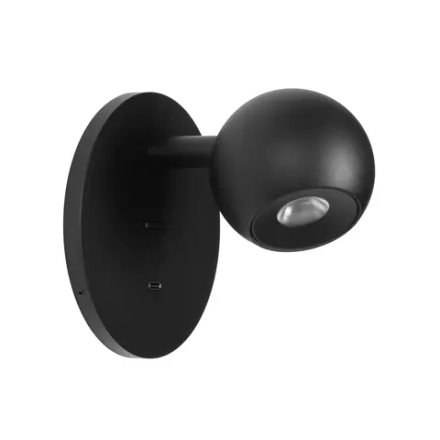 Светильник SP-OTTORI-WALL-CHARGE-6W Warm3000 (BK, 30 deg, 230V, USB-C) (Arlight, IP20 Металл, 3 года) 058480