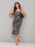 Платье П-015/черный-бежабстракция