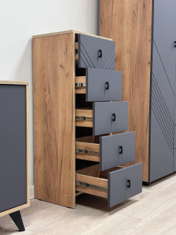 Комод 5 ящиков «Байкал» Графит