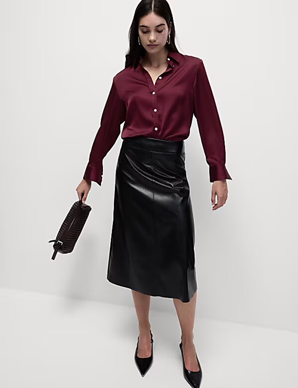 M&S Атласная рубашка, бордо