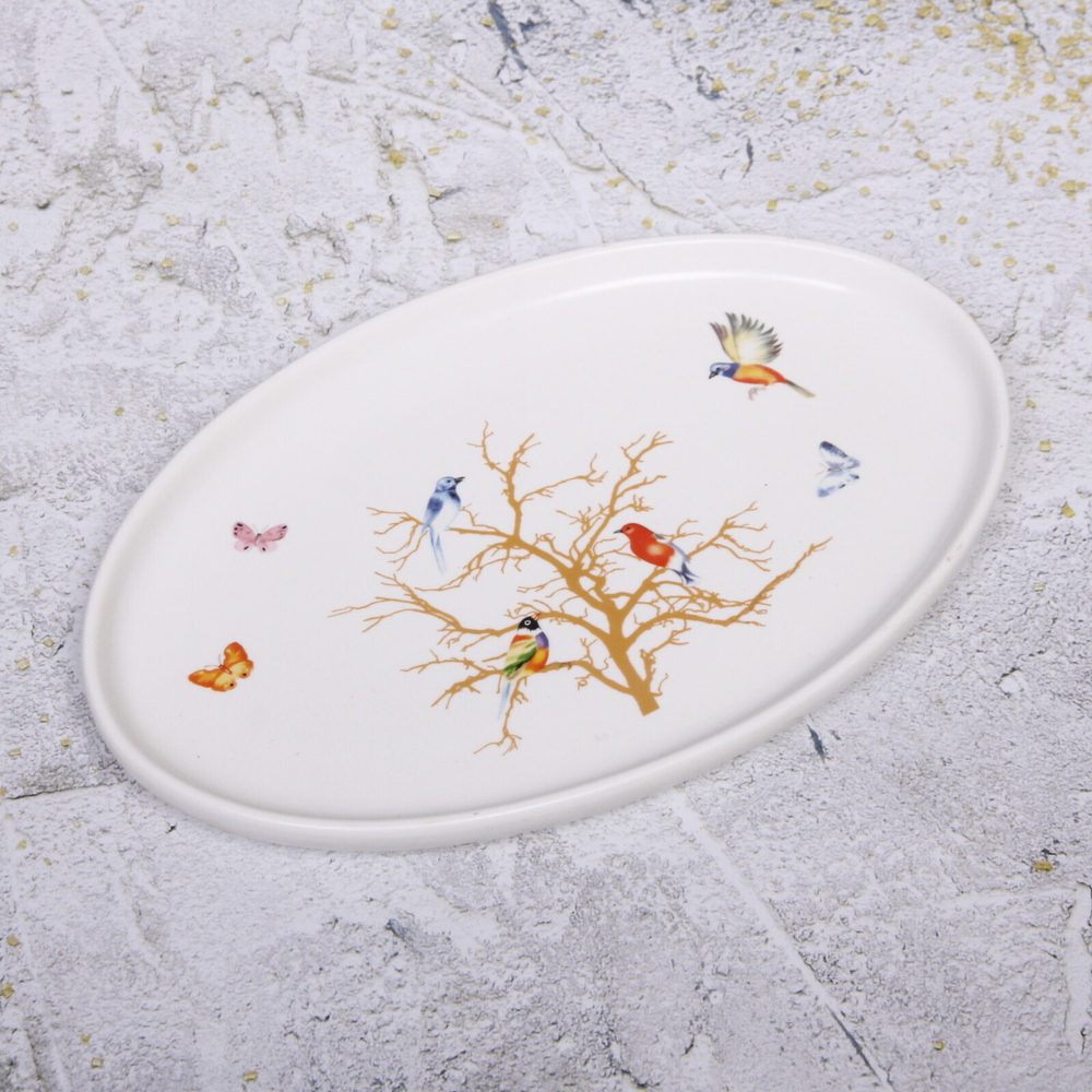 Блюдо керамическое «Райский сад» 29*19см, белое