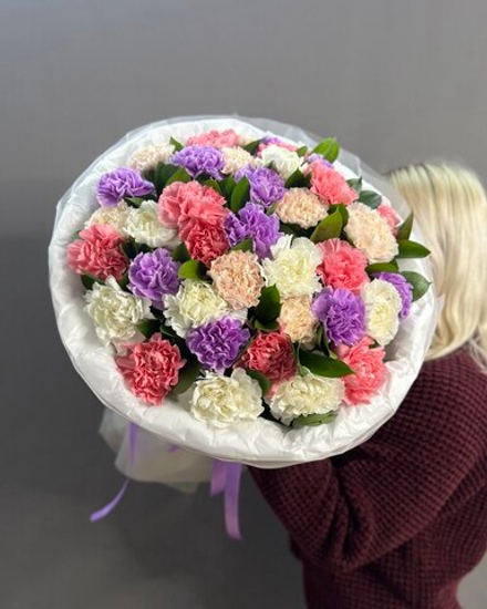 Букет с 39 диантусами в "облачке"