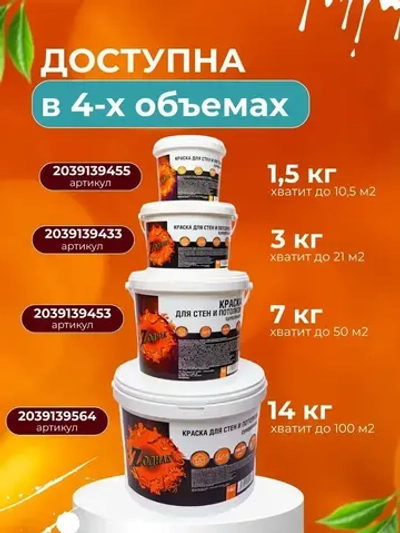 Краска для стен и потолков 1,5 кг супербелая ZОДИАК акриловая, быстросохнущая, для внутренних работ, матовое покрытие, белый