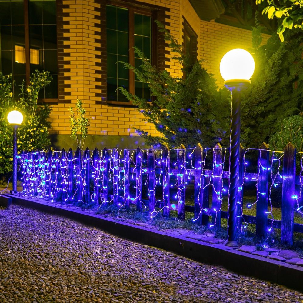 ULD-B6007-200-STK BLUE IP44 Бахрома светодиодная со статическим свечением. 6м. Соединяемая. 200 светодиодов. Синий свет. Провод прозрачный. ТМ Uniel