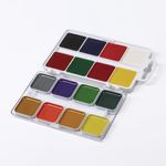 Краски акварельные BRAUBERG "АКАДЕМИЯ", 16 цветов, медовые, квадратные кюветы, пластиковый пенал, 190552