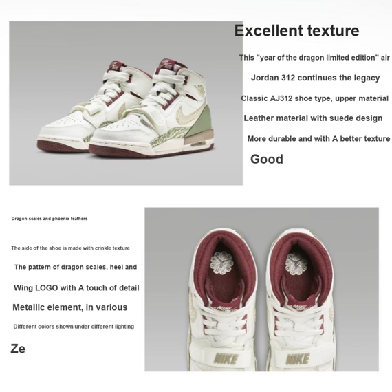 Наследие Джордана 312 Детские небоскребы, Высоки вершины Красного белого/Антомный серый белый/Кедровый красный/Металлический желтый Валли Унисекс