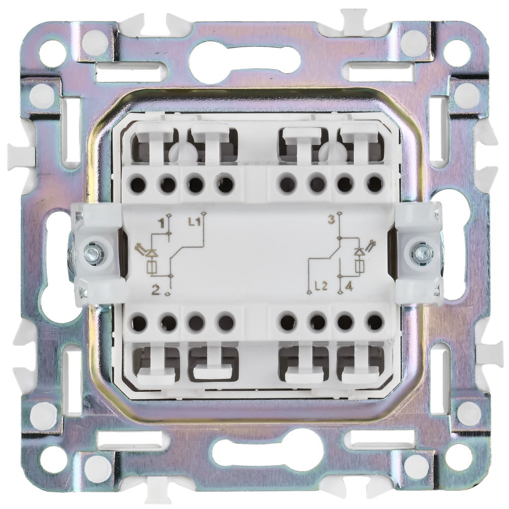 SKANDY Выключатель 2-клавишный проходной с индикацией 10А SK-V10T титан IEK
