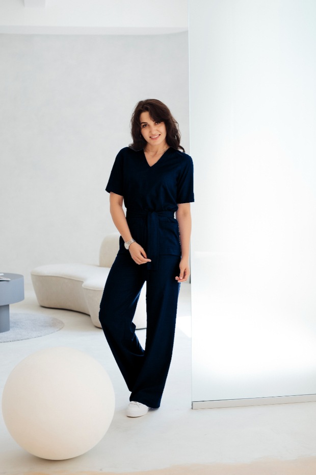 Брюки палаццо (темно-синий)