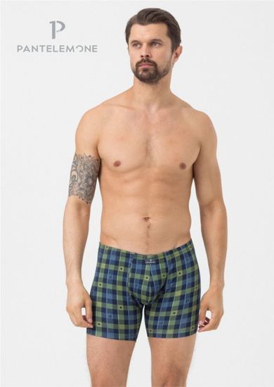 Трусы мужские боксеры удлинённые Pantelemone PMHL-1405, клетка оливковая
