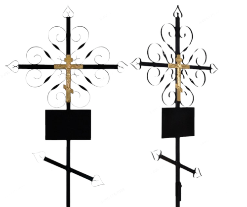 Крест на могилу из металла "Завиток" с распятием