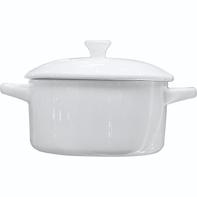 Белая кастрюля для запекания «Кунстверк» с крышкой (объем 425 мл.) (Цвет: белый)