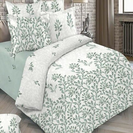 Комплект постельного белья "П37. СЕРЕБРЯНЫЕ ЛИСТЬЯ", перкаль, 100% хлопок.