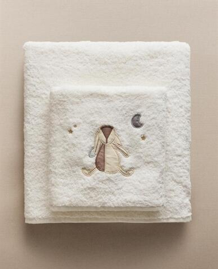 ZARA HOME Детское банное полотенце с зайчиком, желтовато-белый