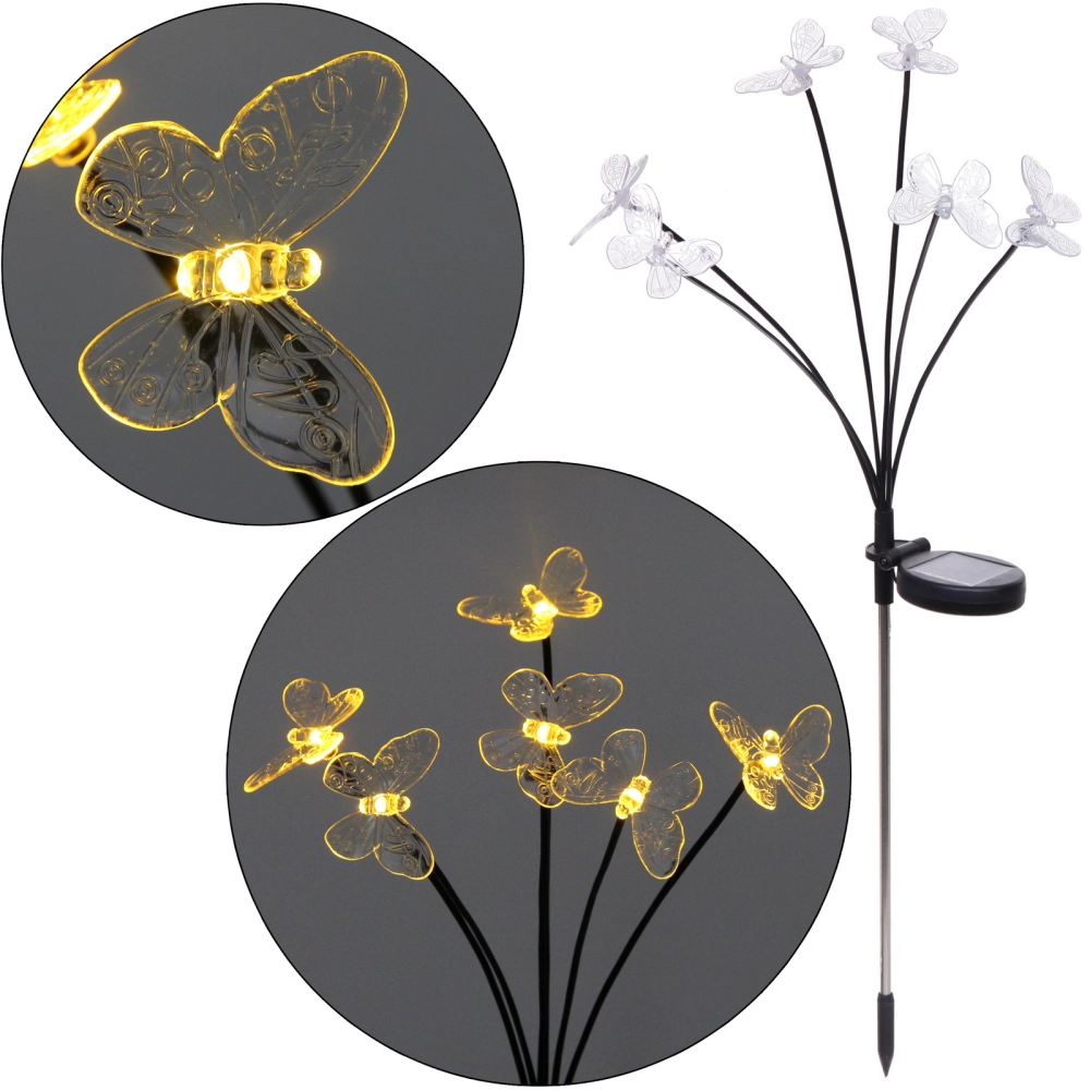 Светильник на солн.батарее «Бабочки» 70*6 см, 6 шт, Теплый белый