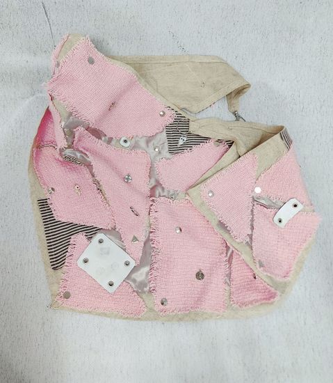 Шейный платок, бактус дизайнерский бежевый с розовым