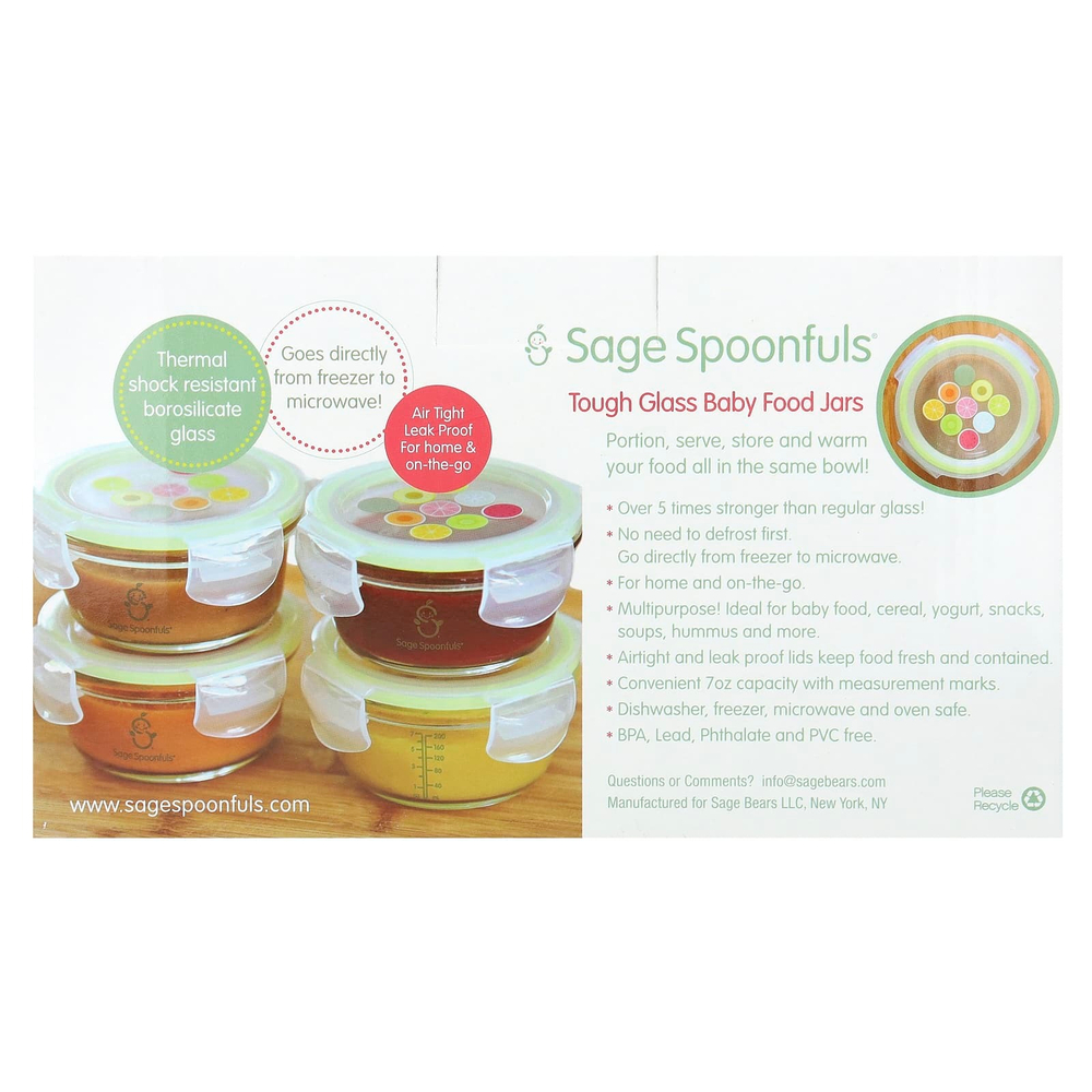 Sage Spoonfuls, Прочные стеклянные миски, 4 упаковки, 210 мл (7 унций)
