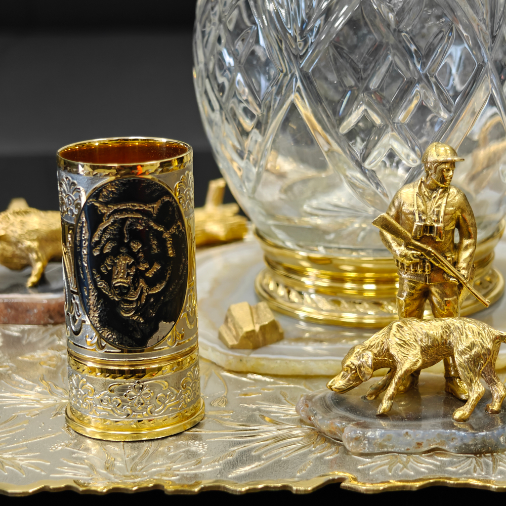 Набор водочный с графином на агате "Охотник"