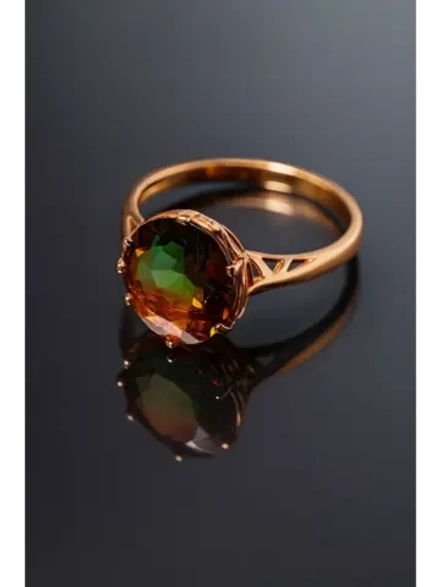 Кольцо бижутерное с ситаллом "турмалин"