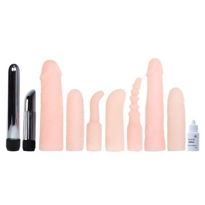 Набор насадок с вибромассажером Vibrator Kit New (Цвет: телесный, металлический)