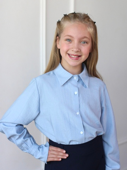 Блузка из жатой вискозы "Бланш", цвет голубой