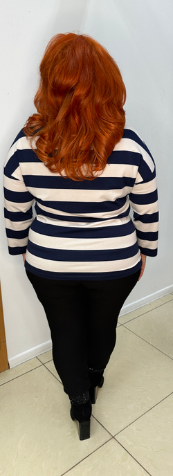 Толстовка-свитшот из хлопка в полоску с кулиской