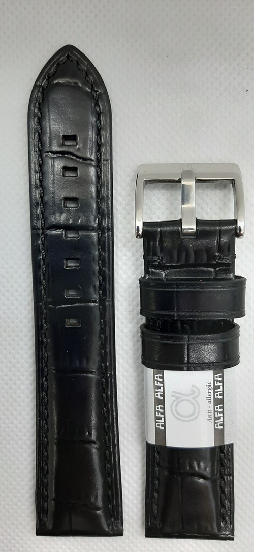 РЕМЕНЬ КОЖАНЫЙ 24мм ЧЕРНЫЙ (B514.24.1)