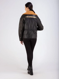 Куртка кожаная из натуральной кожи и ткани