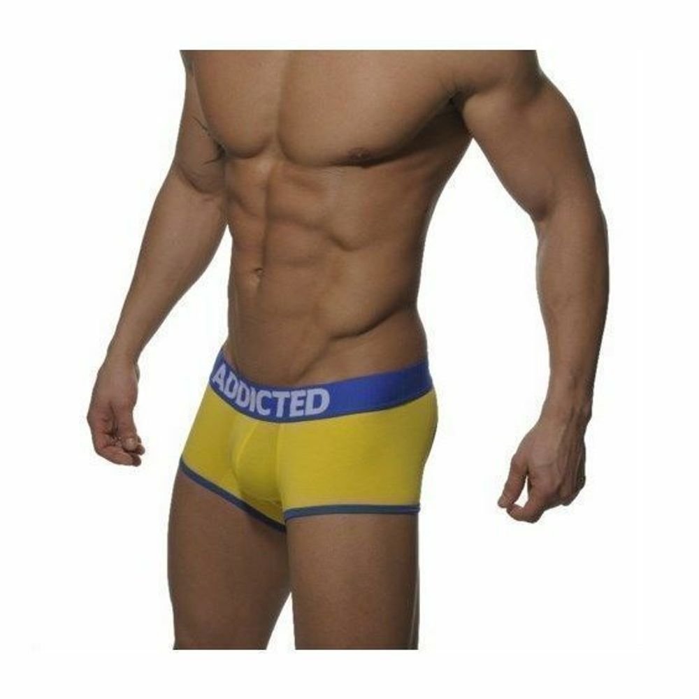 Мужские трусы джоки боксеры желтые с синей резинкой Seobean Addicted