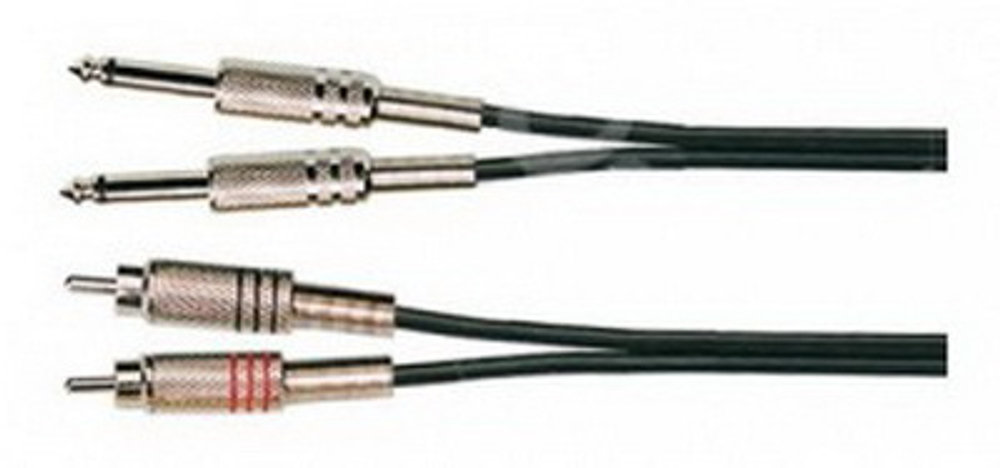 Soundking BB302-3M Кабель акустический. Коннекторы: 2х6,35мм — 2хRCA. Длина: 3м. Оболочка: ПВХ. Диаметр: 4 х 8мм.