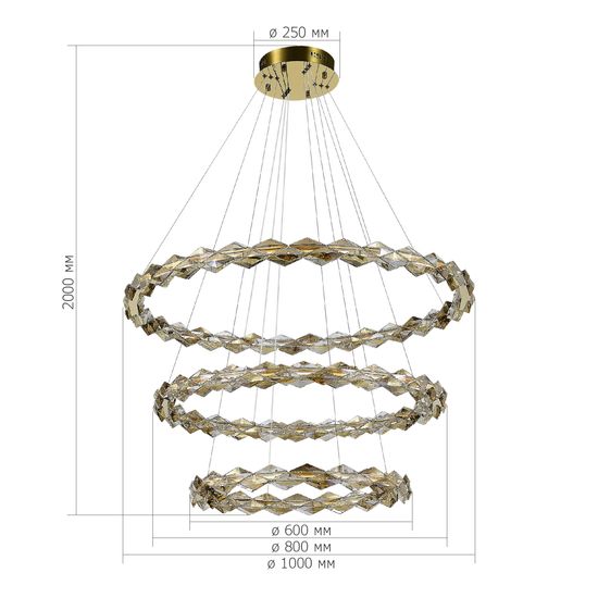 SL6009.203.03 Люстра подвесная ST-Luce Золотистый/Прозрачный,Янтарный LED 1*75W 3000K DIAMANTA