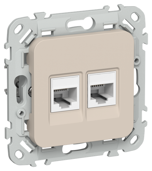 FLITE Розетка 2-местная компьютерная RJ45 категория 6 UTP РК6-2-0-ФлЛ льняной IEK